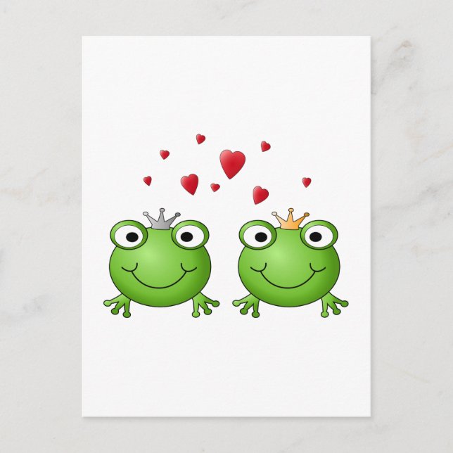 Frog Prince and Frog Princess, with hearts. Postcard (Front)