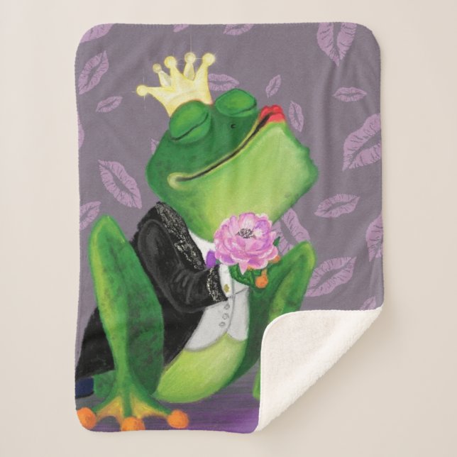Frog Prince Baby Sherpa Blanket Funny (Front)
