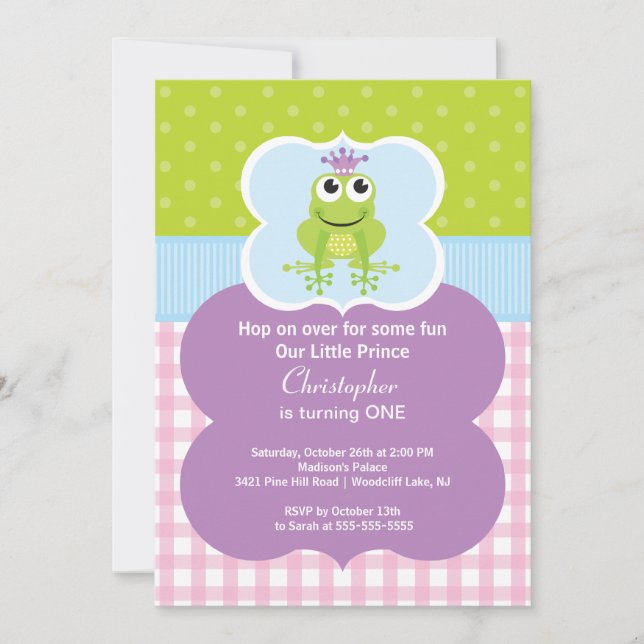 Frog Prince Birthday Party Invitation (Front)