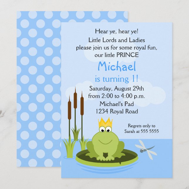 Frog Prince Birthday Party Invitation (Front/Back)