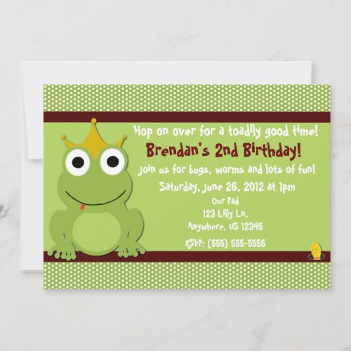 Frog Prince Boys Birthday Invitation