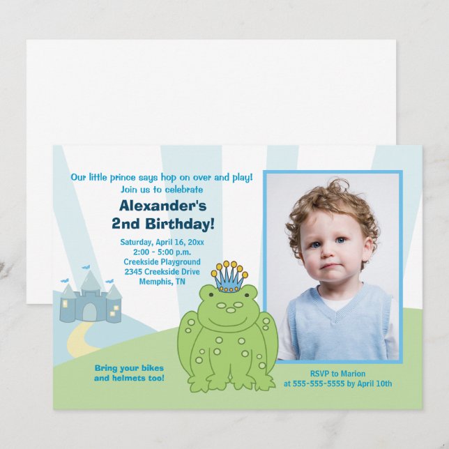 Frog Prince Boys Birthday Invitation Template (Front/Back)