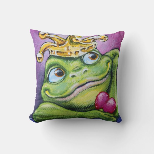 Frog Prince by TACS square throw pillow (Front)