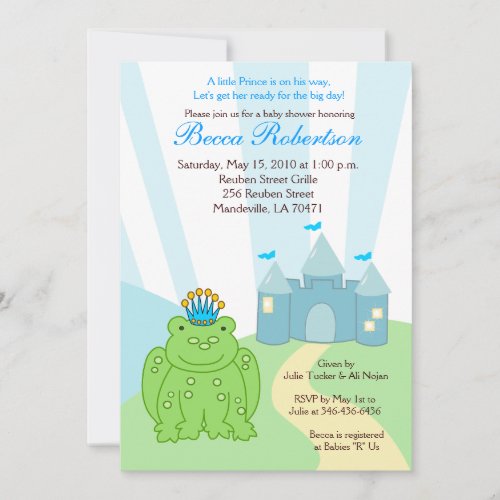 Frog PRINCE Castle Baby Shower 5x7 Invitation