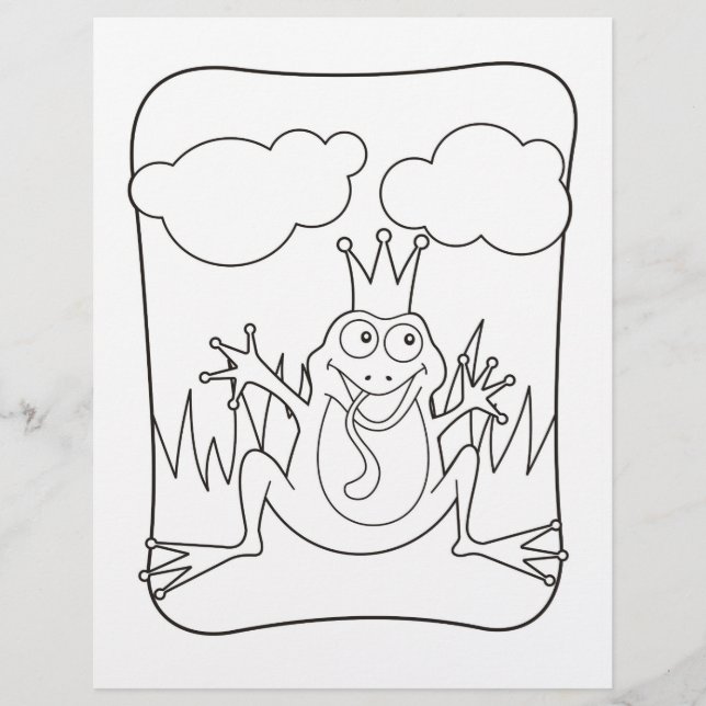 Frog Prince Coloring Book Page (Front)