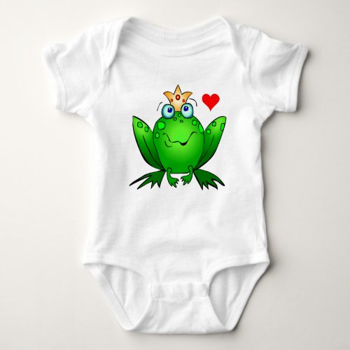 Frog Prince Crown Heart Cute Cartoon Baby Bodysuit