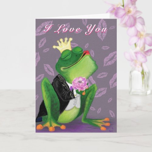  Frog Prince Funny Valentines Day Card with Text