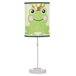 Frog Prince Gold Crown Cute Whimsical Nursery Table Lamp