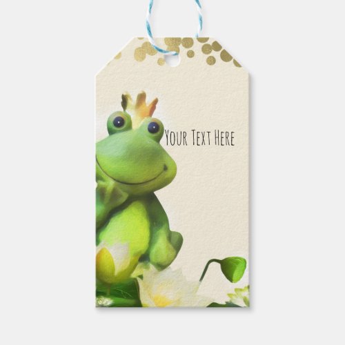 Frog Prince Green  Gold Baby Shower Custom Favor Gift Tags