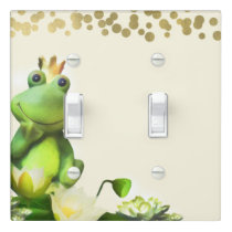 Frog Prince Green & Gold Whimsical Light Switch Cover