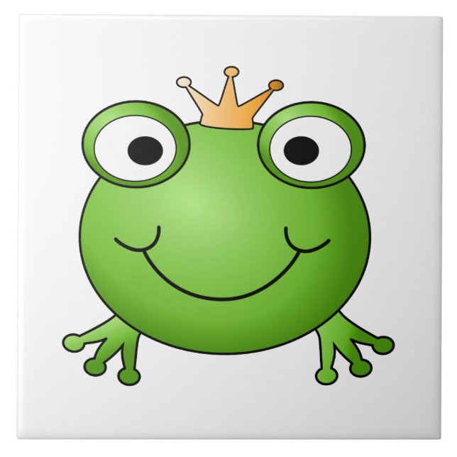 Frog Prince. Happy Frog. Ceramic Tile (Front)