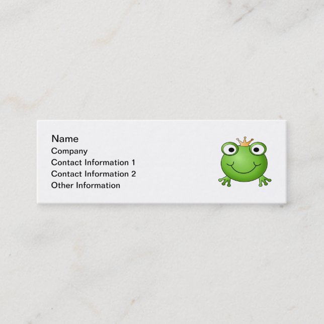 Frog Prince. Happy Frog. Mini Business Card (Front)