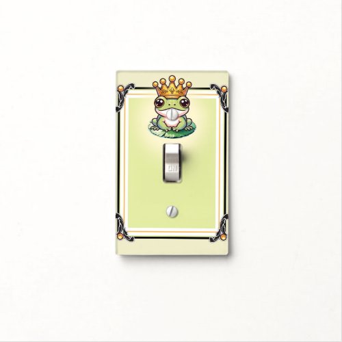 Frog Prince in Gold Crown Fairytale Nursery Room Light Switch Cover