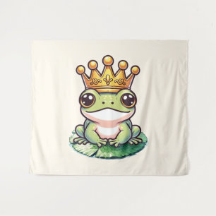 Frog Prince in Gold Crown Fairytale Nursery Room Tapestry