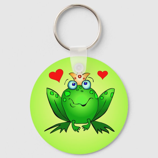 Frog Prince Keychain with Hearts (Front)