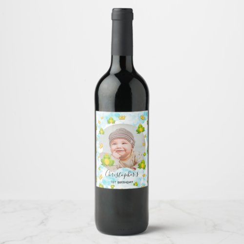 Frog Prince Kids Birthday party Wine Label