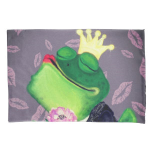 Frog Prince - Kiss - Funny - Painting  Pillow Case