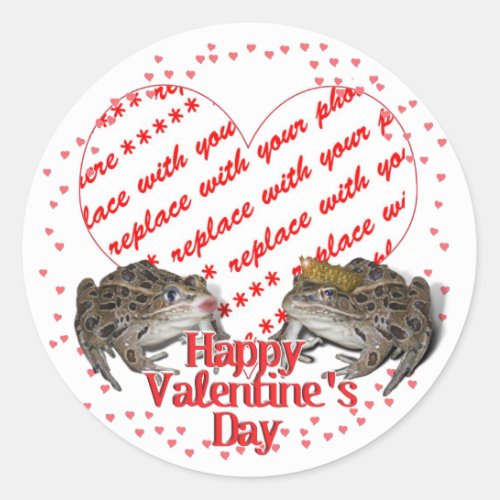 Frog Prince  Kissing Frog Valentine Photo Frame Classic Round Sticker