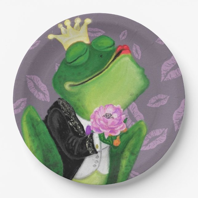 Frog Prince Paper Plates Funny (Front)