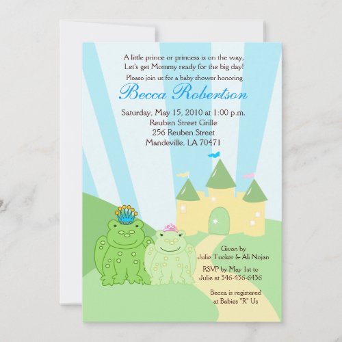 Frog Prince  Princess 5x7 Baby Shower Invitation