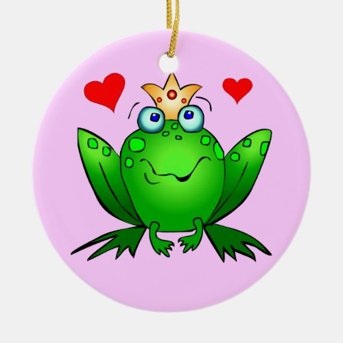 Frog Prince Princess Happy Cartoon Frogs Ornament