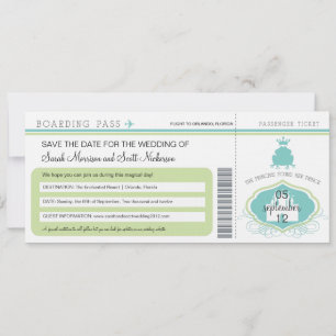 Frog Prince Save the Date Boarding Pass
