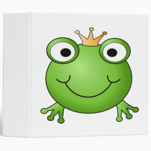 Frog Prince. Smiling Frog with a Crown. 3 Ring Binder