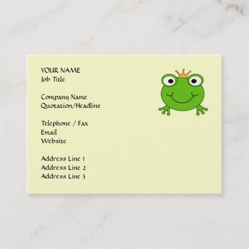 Customizable Frog Prince. Smiling Frog with a Crown. Business Cards
