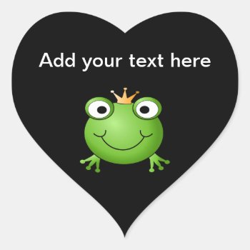 Frog Prince. Smiling Frog With A Crown. Heart Sticker by Graphics_By_Metarla at Zazzle