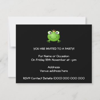 Frog Prince. Smiling Frog With A Crown. Invitation by Graphics_By_Metarla at Zazzle