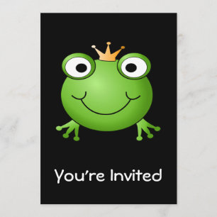 Frog Prince. Smiling Frog with a Crown. Invitation