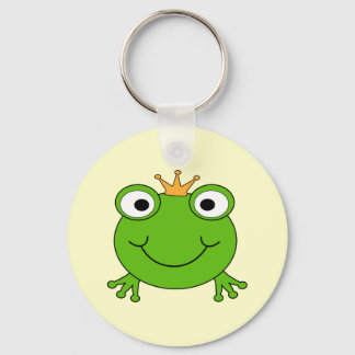 Frog Prince. Smiling Frog with a Crown. Keychain