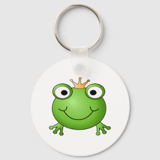 Frog Prince. Smiling Frog with a Crown. Keychain