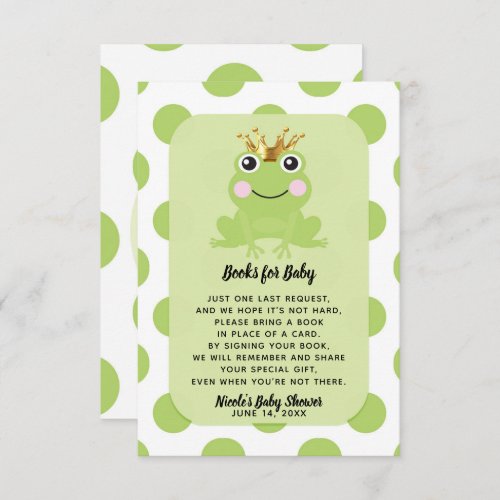 Frog Prince Storybook Book Request Baby Shower Invitation
