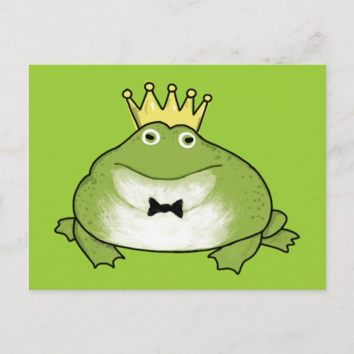 Frog Prince _The Handsome Crowned Amphibian Awaits Postcard