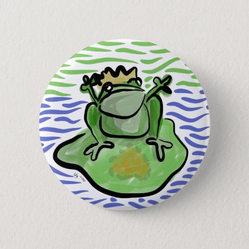 Frog Prince Valentines Day Button