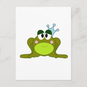 Frog Prince With Blue Crown Cartoon Postcard