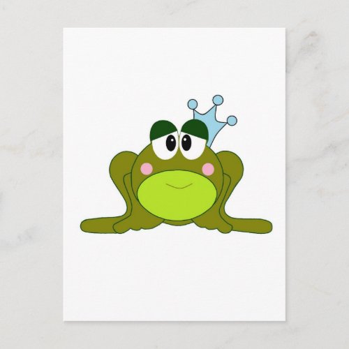 Frog Prince With Blue Crown Cartoon Postcard