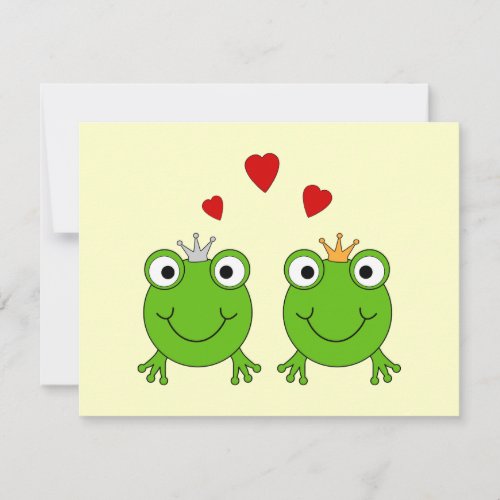 Frog Princess and Frog Prince, with hearts. Custom Invitations