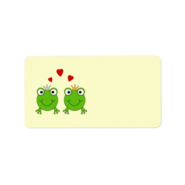 Frog Princess and Frog Prince, with hearts. Label (Front)
