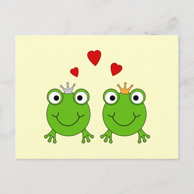 Frog Princess and Frog Prince, with hearts. Postcard (Front)