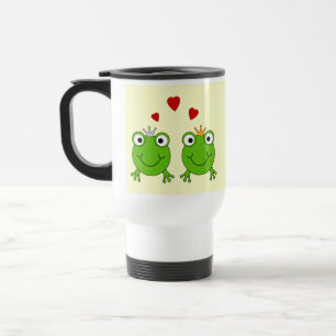 Frog Princess and Frog Prince, with hearts. Travel Mug