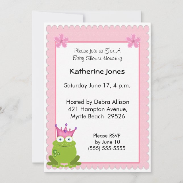 Frog Princess Baby Shower Invitation (Front)