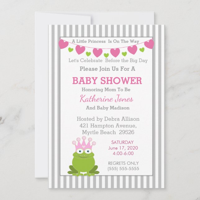 Frog Princess Baby Shower Invitation (Front)