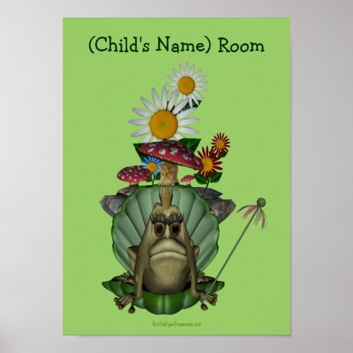 Frog Princess Kids Room Personalized Wall Poster