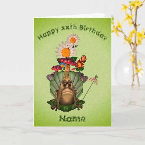 Frog Princess Mushrooms Personalized Birthday  Card