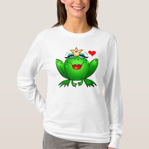 Frog Princess with Heart Charming Lady Frog T_Shirt