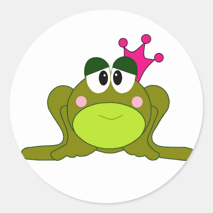 Frog Princess With Pink Crown Cartoon Sticker