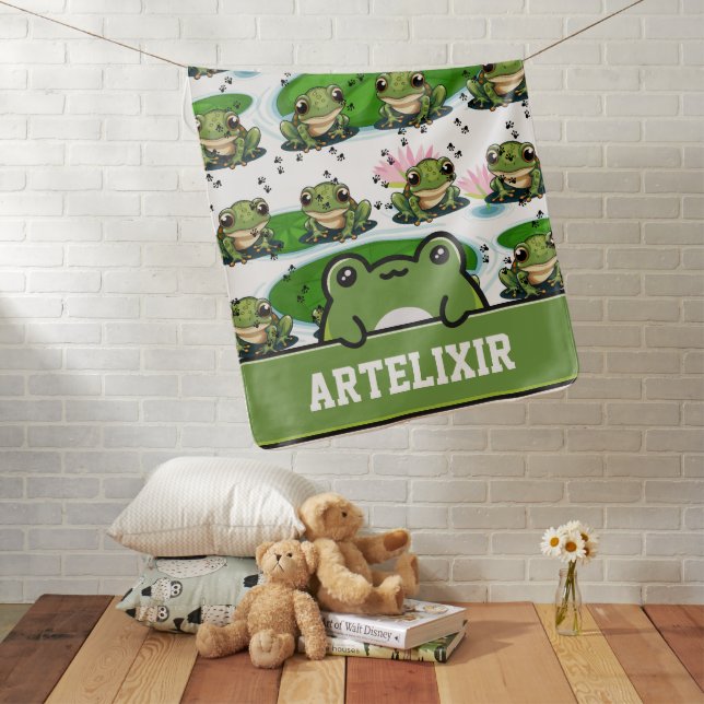 Frog Print Baby Blanket (In Situ)