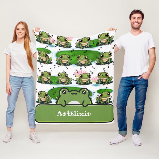 Frog Print Fleece Blanket (In Situ)